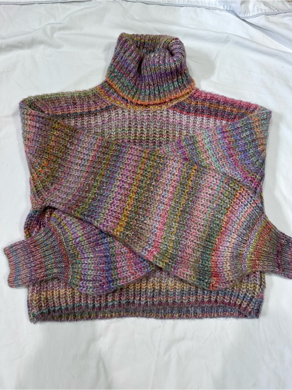 NWT TOPSHOP rainbow multi knit turtleneck sweater Size S